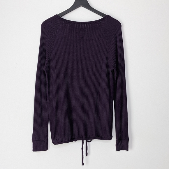 Chaser Purple Thermal Raglan Drawstring Henley MED - Picture 6 of 9